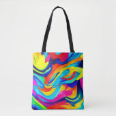 鮮やか抽象芸術のカラーフロー トートバッグ (正面)