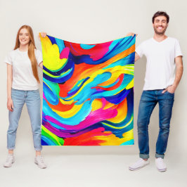 鮮やか抽象芸術のカラーフロー フリースブランケット