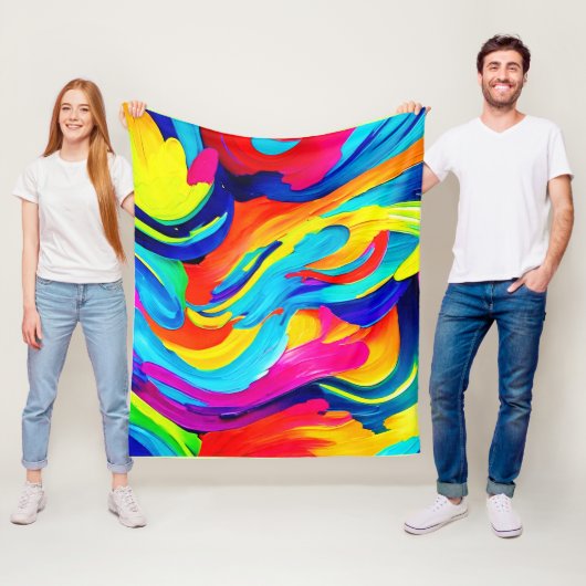 鮮やか抽象芸術のカラーフロー フリースブランケット (インサイチュ)