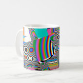 鮮やか抽象芸術の背景パカラフルターン図形 コーヒーマグカップ (正面左)