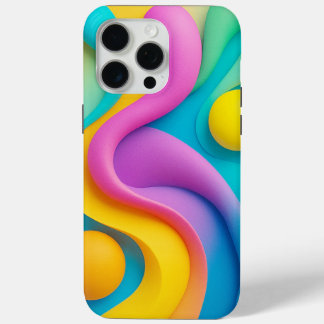 鮮やか抽象芸術の3Dシェイプ iPhone 15 PRO MAXケース