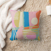 鮮やか抽象芸術よくはしゃぐミッドセンチュリーモダンブルー クッション (ブランケット)