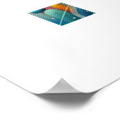 鮮やか抽象芸術アートと青とティール（緑がかった色）楕円型枠 ポスター (角)