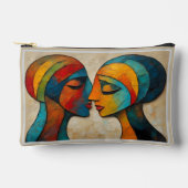 鮮やか抽象芸術アートカップルポートレート アクセサリーポーチ (正面)
