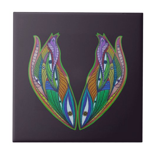 鮮やか抽象芸術アートワーク – 視覚サイケデリック タイル (正面)