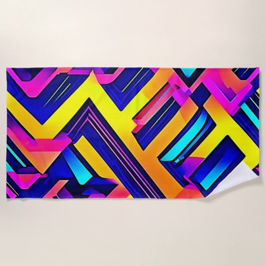 鮮やか抽象芸術アート:エネルギーを解放 ビーチタオル (正面)