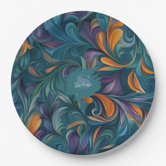 鮮やか抽象芸術インスパイアパターン(2) ペーパープレート (正面)