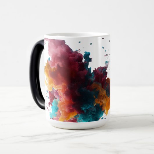 鮮やか抽象芸術カラスプラッシュマグ モーフィングマグカップ (正面左)
