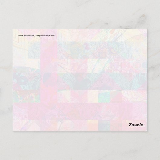 鮮やか抽象芸術カラフルピンク格子ファンキー縞 ポストカード (裏面)