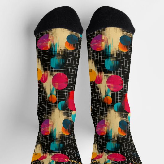 鮮やか抽象芸術カラフルブラシストロークのパターン ソックス (上部)
