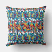 鮮やか抽象芸術カラフル幾何波パターン クッション (裏面)