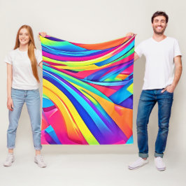 鮮やか抽象芸術カラー波形 フリースブランケット