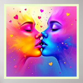 鮮やか抽象芸術キス ポスター