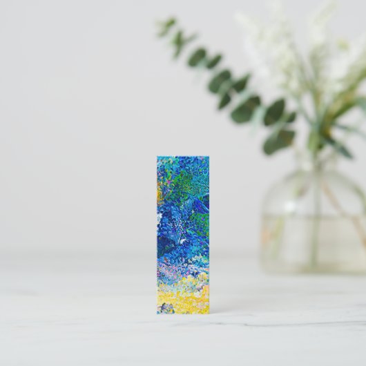 鮮やか抽象芸術キャットアートプリントブックマーク スキニー名刺 (スタンド正面)