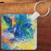 鮮やか抽象芸術キャットアートプリント キーホルダー (裏面)