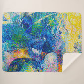 鮮やか抽象芸術キャットアートプリント シェルパブランケット (正面(横))