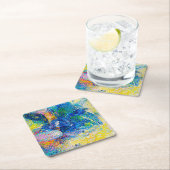 鮮やか抽象芸術キャットアートプリント スクエアペーパーコースター (インサイチュ)