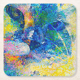 鮮やか抽象芸術キャットアートプリント スクエアペーパーコースター