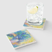 鮮やか抽象芸術キャットアートプリント ストーンコースター (横)