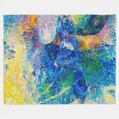 鮮やか抽象芸術キャットアートプリント フリースブランケット (正面(横))