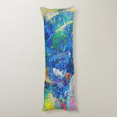 鮮やか抽象芸術キャットアートプリント ボディピロー (裏面 (縦))