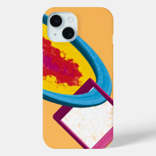 鮮やか抽象芸術コスモスリングや輪&スクエア – モダン iPhone 15ケース