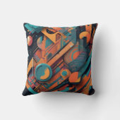 鮮やか抽象芸術ジオメはっきりしたトリ – Graphic Art with クッション (裏面)