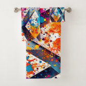 鮮やか抽象芸術ダイヤモンドパターン バスタオルセット (インサイチュ)