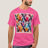 鮮やか抽象芸術ダイヤモンドパターン Tシャツ (正面)