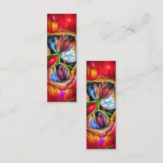 鮮やか抽象芸術チューリップ反射ブックマーク スキニー名刺 (正面/裏面)