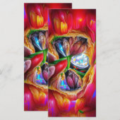 鮮やか抽象芸術チューリップ反射ブックマーク メニュー (正面/裏面)