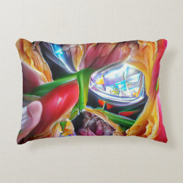 鮮やか抽象芸術チューリップ反射 アクセントクッション