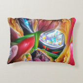 鮮やか抽象芸術チューリップ反射 アクセントクッション (裏面)