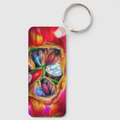 鮮やか抽象芸術チューリップ反射 キーホルダー (裏面)