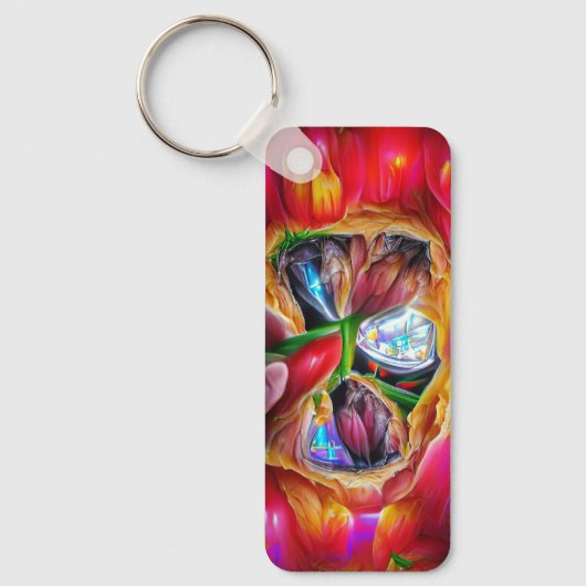 鮮やか抽象芸術チューリップ反射 キーホルダー (正面)