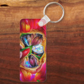 鮮やか抽象芸術チューリップ反射 キーホルダー (裏面)