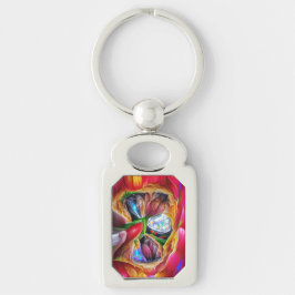 鮮やか抽象芸術チューリップ反射 キーホルダー
