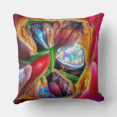 鮮やか抽象芸術チューリップ反射 クッション (裏面)