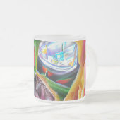 鮮やか抽象芸術チューリップ反射 フロストグラスマグカップ (正面右)