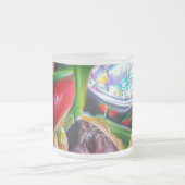 鮮やか抽象芸術チューリップ反射 フロストグラスマグカップ (中央)