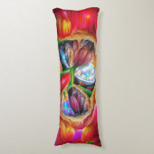 鮮やか抽象芸術チューリップ反射 ボディピロー (正面縦)