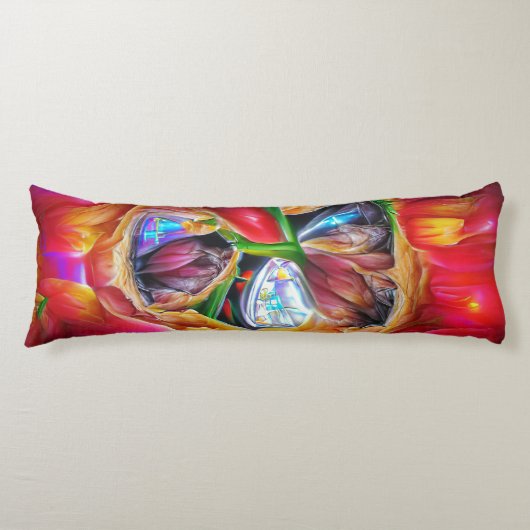 鮮やか抽象芸術チューリップ反射 ボディピロー (正面)