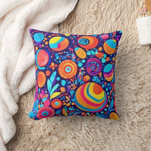 鮮やか抽象芸術バブル宇宙 クッション (ブランケット)