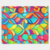 鮮やか抽象芸術フローラ爆発 フリースブランケット (正面(横))