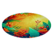 鮮やか抽象芸術フローラ美しい カッティングボード (角)