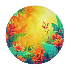 鮮やか抽象芸術フローラ美しい カッティングボード