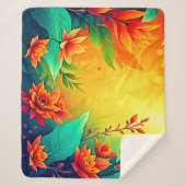 鮮やか抽象芸術フローラ美しい シェルパブランケット (正面)