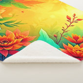 鮮やか抽象芸術フローラ美しい シェルパブランケット (3/4)