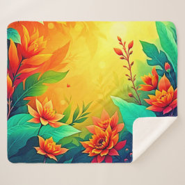 鮮やか抽象芸術フローラ美しい シェルパブランケット