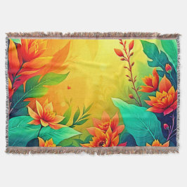 鮮やか抽象芸術フローラ美しい スローブランケット